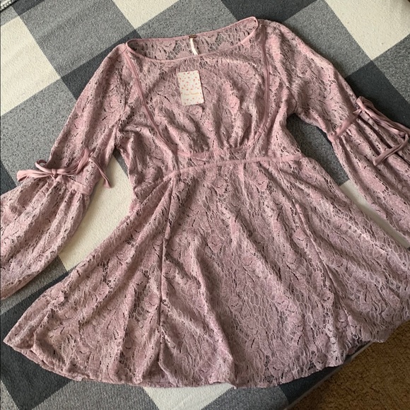 Free People Ruby Crochet Lace Boho Mini Dress - Picture 4 of 7